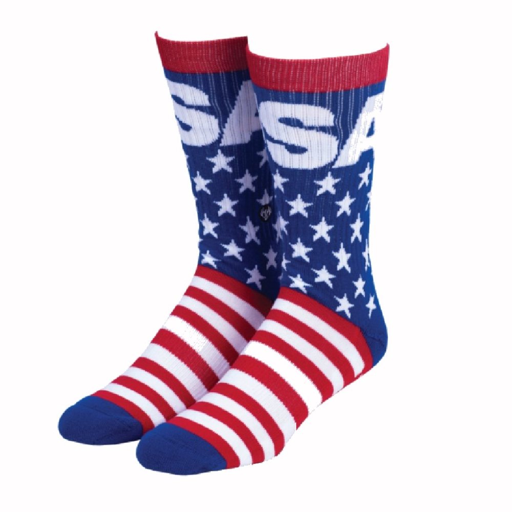 USA Stars Stripes Socks with Bottom Text - NEW